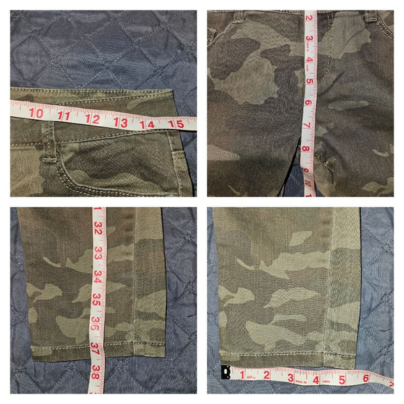 Women's (Juniors) Camo Slit Knee Destructed Skinny Denim Jeans SZ 9 Deep Olive - Picture 11 of 11